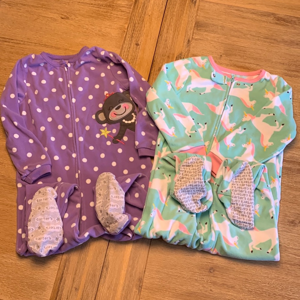 4 pair Carter’s girls footie sleepers x four